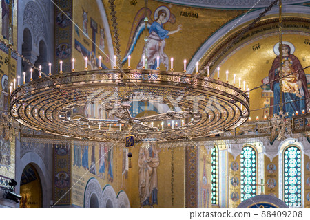 Interior of the Church of Saint Sava, Serbian Orthodox church in Belgrade, Serbia Interior of the Church of Saint Sava, Serbian Orthodox church in Belgrade, Serbia 88409208