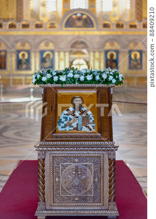 Interior of the Church of Saint Sava, Serbian Orthodox church in Belgrade, Serbia Interior of the Church of Saint Sava, Serbian Orthodox church in Belgrade, Serbia 88409210