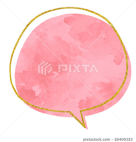 Hand-painted round speech bubble watercolor pink gold frame Hand-painted round speech bubble watercolor pink gold frame 88409383