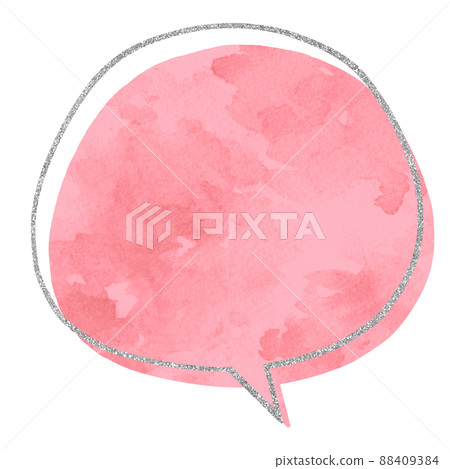 Hand-painted round balloon watercolor pink silver frame Hand-painted round balloon watercolor pink silver frame 88409384