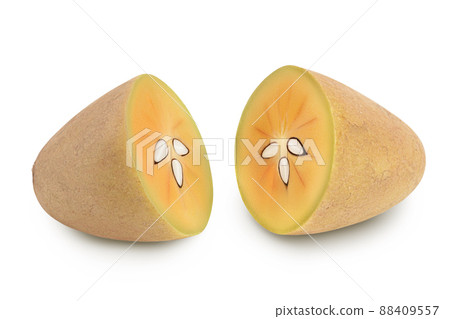 Sapodilla isolated on white background with clipping path and full depth of field 88409557