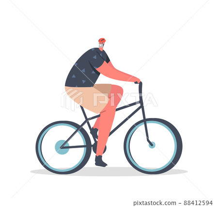 Cheerful Senior Man Riding Bicycle, Pensioner Active Lifestyle, Aged Male Character Activity, Senior Driving on Bike 88412594