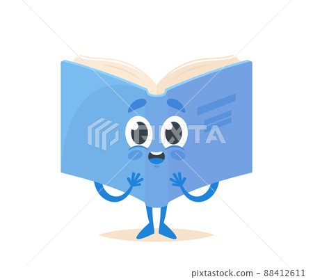 Cute Funny Book Character with Surprised Face. Kawaii Educational Library Personage in Blue Cover Literature Mascot Cute Funny Book Character with Surprised Face. Kawaii Educational Library Personage in Blue Cover Literature Mascot 88412611