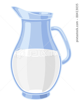 Illustration of milk jug. Dairy product. Object for food industry. 88413035