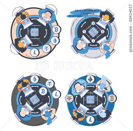 Cryptocurrency exchange platform and blockchain. Bitcoin mining, exchange platform, investment technology 88414037