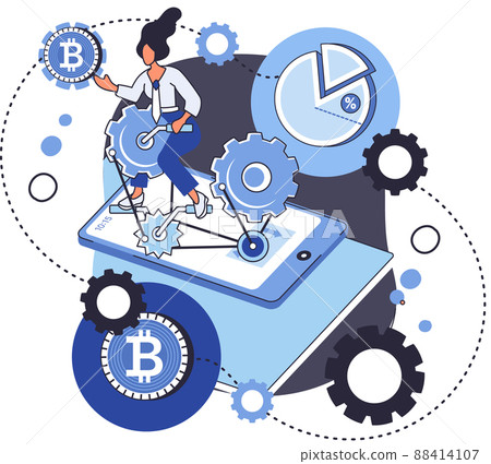 Concept of bitcoin mining, blockchain network technology, initial coin offering and cryptocurrency Concept of bitcoin mining, blockchain network technology, initial coin offering and cryptocurrency 88414107