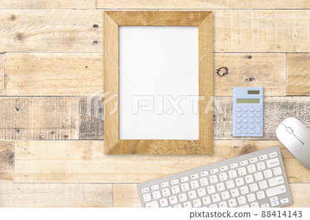 Desk unmanned bird's-eye view copy space Desk unmanned bird's-eye view copy space 88414143