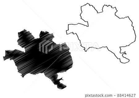 Kaiserslautern city (Federal Republic of Germany, State of Rhineland-Palatinate, Urban district) map vector illustration, scribble sketch Kaiserslautern map 88414627