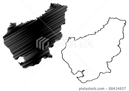 Lorrach district (Federal Republic of Germany, rural district, Baden-Wurttemberg State) map vector illustration, scribble sketch Lorrach map 88414837