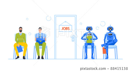 Cyborg VS People Concept. Robots and Human... - Stock Illustration  [88415138] - PIXTA