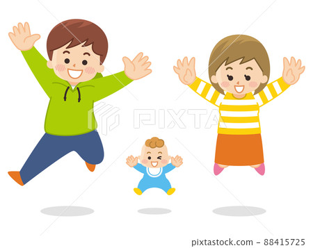 Baby couple jump with a smile - Stock Illustration [88415725] - PIXTA