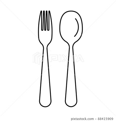 spoon and fork icon vector illustration isolated on white background. Flat style symbol logo of kitchen appliances. spoon and fork icon vector illustration isolated on white background. Flat style symbol logo of kitchen appliances. 88415909