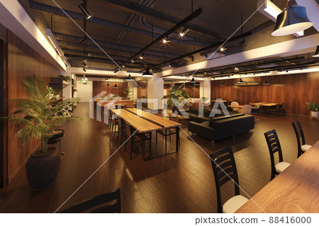 現代聯合辦公空間的內部/遠程工作的形象/單獨工作/共享辦公室 88416000