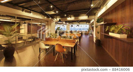 現代聯合辦公空間的內部/遠程工作的形象/單獨工作/共享辦公室 88416006