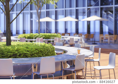 陽光下的開放式屋頂花園/戶外遠程工作・聯合辦公露台的概念形象 88416027
