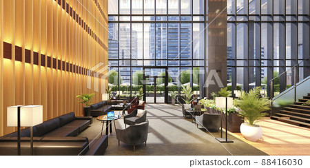 別緻而現代的休息室空間/共享休息室/共享辦公空間的形象，具有開放感 88416030