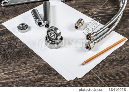 Plumbing pipeline and ball bearings Plumbing pipeline and ball bearings 88416058