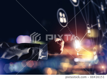 Creating modern wireless technologies as means of communucation and networking on dark background 88416151