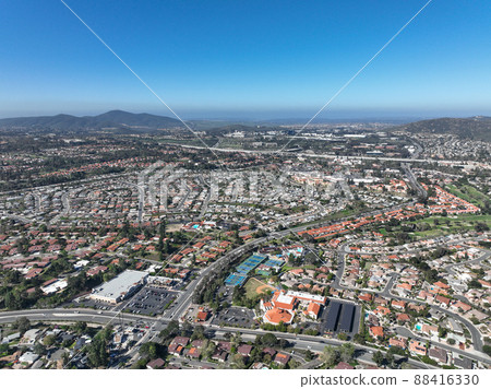 Aerial view middle class neighborhood in South California, USA Aerial view middle class neighborhood in South California, USA 88416330