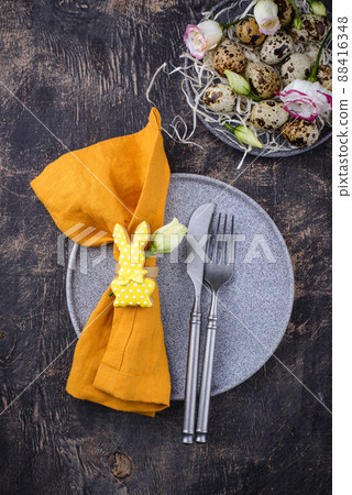 Easter spring festive table setting 88416348