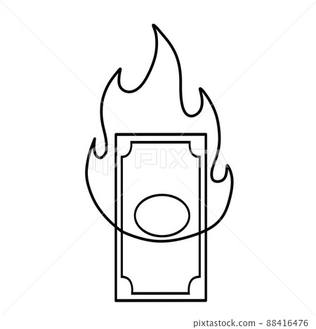 Burning dollar. Sketch money on fire. Failed business and economic crisis. Burning dollar. Sketch money on fire. Failed business and economic crisis. 88416476