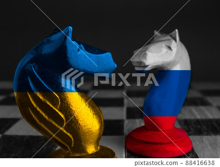 Ukraine vs Russia, war concept with Chess Ukraine vs Russia, war concept with Chess 88416638