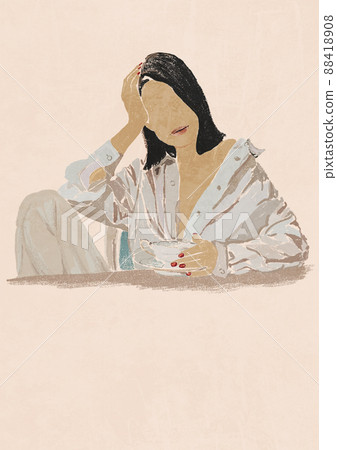 Abstract Boho Woman Portrait. Minimalist Female simple Modern Art. Pastel colors, Hand Drawn Contemporary card, logo, template Abstract Boho Woman Portrait. Minimalist Female simple Modern Art. Pastel colors, Hand Drawn Contemporary card, logo, template 88418908