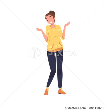 Woman Character Telling Funny Story and Joke Laughing Out Loud and Having Fun Vector Illustration 88419029
