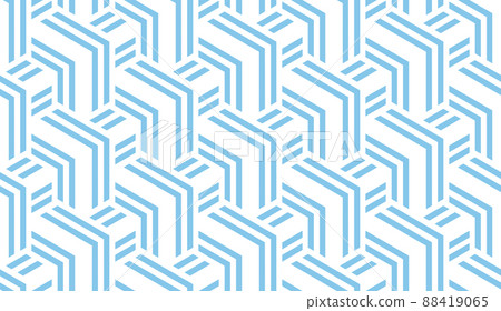 Abstract geometric pattern with stripes, lines. Seamless vector background. White and blue ornament. Simple lattice graphic design 88419065