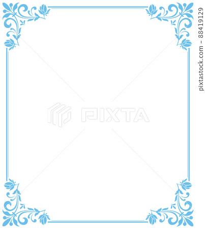 Decorative frame Elegant vector element for design in Eastern style, place for text. Floral blue and white border. Lace illustration for invitations and greeting cards Decorative frame Elegant vector element for design in Eastern style, place for text. Floral blue and white border. Lace illustration for invitations and greeting cards 88419129