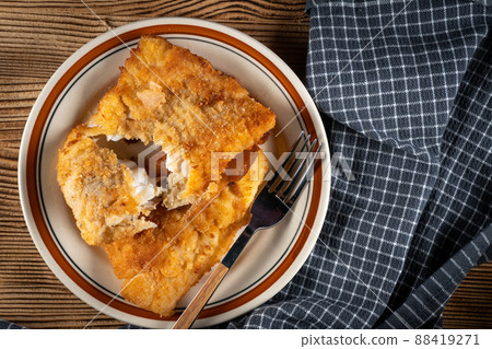 Fried cod fillet. 88419271