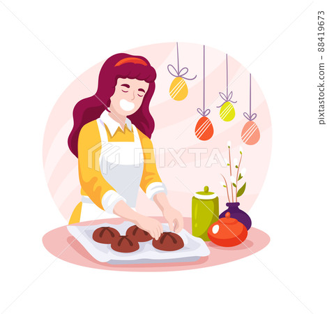Easter cross buns isolated cartoon vector illustration. Easter cross buns isolated cartoon vector illustration. 88419673