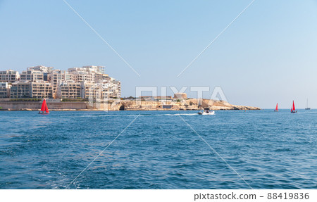 Seaside view of Tigne Point, Sliema, Malta 88419836