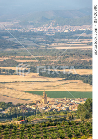 Panoramic views of Loarre, Aragon, Huesca, Spain from atop the village, Castle of Loarre 88420990