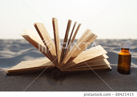 Blank recipe book for the preparation of natural herbal medicines. Esential oil. 88421415