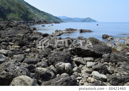 奇怪的岩石的岩石海岸繼續的莊內海岸的岩石海岸 88421460