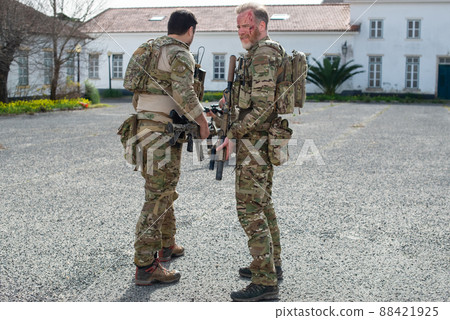 Portrait of brave soldiers after battle 88421925
