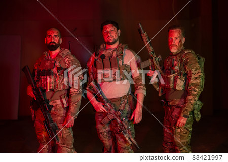 Portrait of cool soldiers after battle Portrait of cool soldiers after battle 88421997