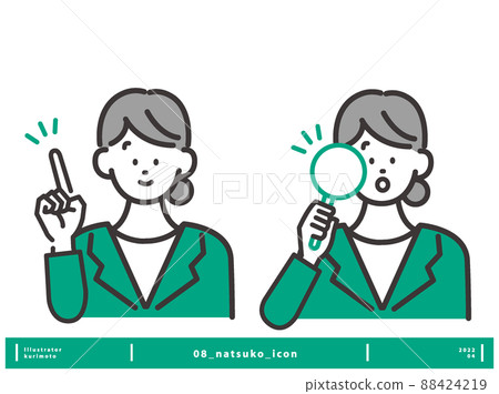 尋找問題的圖像素材年輕女性圖標矢量集 88424219