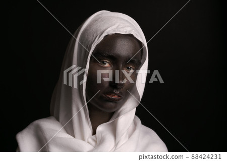 Art Processing of a creative portrait of a girl in a white chalet. Portrait Art Processing of a creative portrait of a girl in a white chalet. Portrait 88424231