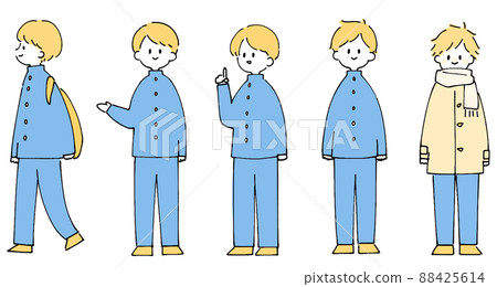 Person illustration set_High school boy_Two-tone color 88425614