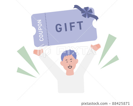 Illustration of a man holding a gift certificate 88425871