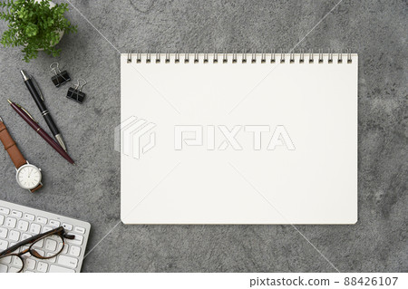 Desk unmanned bird's-eye view copy space Desk unmanned bird's-eye view copy space 88426107