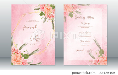 Wedding invitation card template pink background Wedding invitation card template pink background 88426406