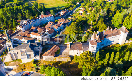 Aerial view of castle Chateau L'Eveque. Dordogne region 88426811