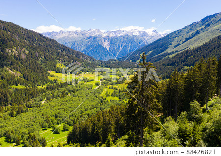 Great majestic landscape view of Swiss Alps in the Grisons canton Great majestic landscape view of Swiss Alps in the Grisons canton 88426821