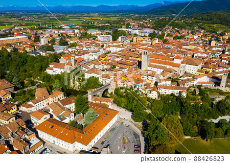 Aerial view on the city Cividale del Friuli. Aerial view on the city Cividale del Friuli. 88426823