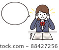 Student Female High School Student Tinnitus Headache Speech Bubble 88427256