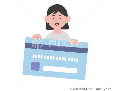 拿著信用卡的婦女的例證 拿著信用卡的婦女的例證 88427546