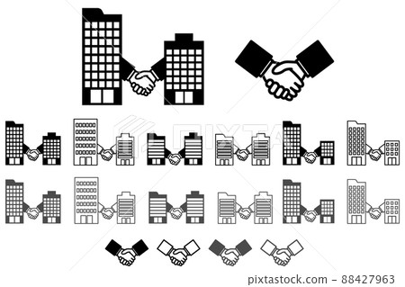 併購、商業聯盟、合作、收購等的圖像圖標。 88427963